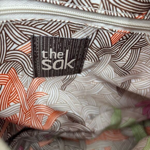 The Sak Indio Leather Bucket Shoulder Bag White Gray - Picture 8 of 15